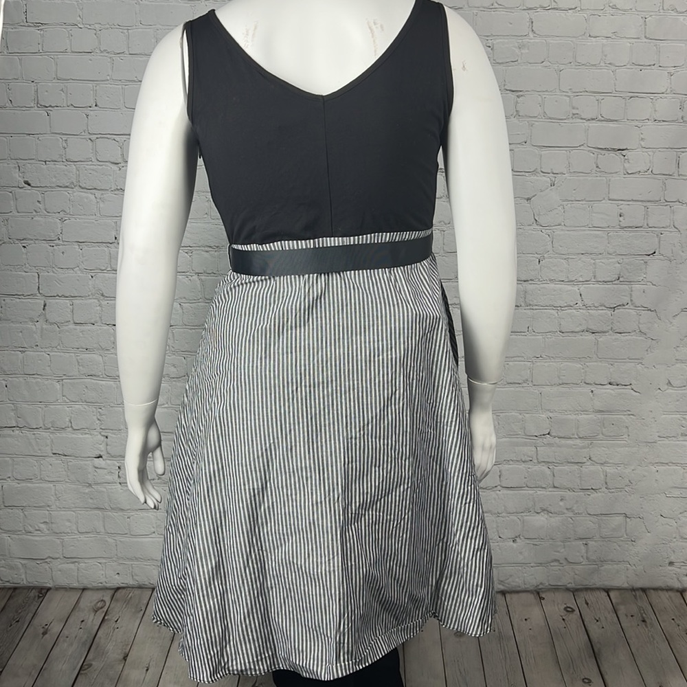 City Chic Black With Gray & White Stripe Dress (Dress Shirt Play) Plus Size 14 - Picture 3 of 8